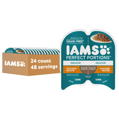 IAMS bandeja frontal con pollo, presentación clara y porciones prácticas