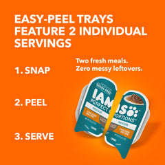 IAMS dos compartimentos abiertos, porciones individuales sin desperdicio