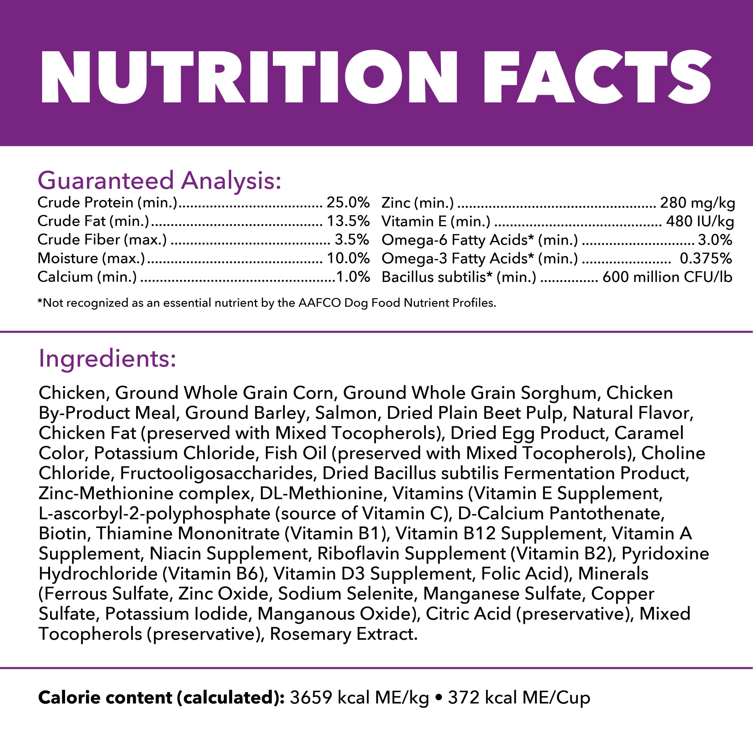 IAMS disposición de ingredientes naturales señalando ausencia de rellenos