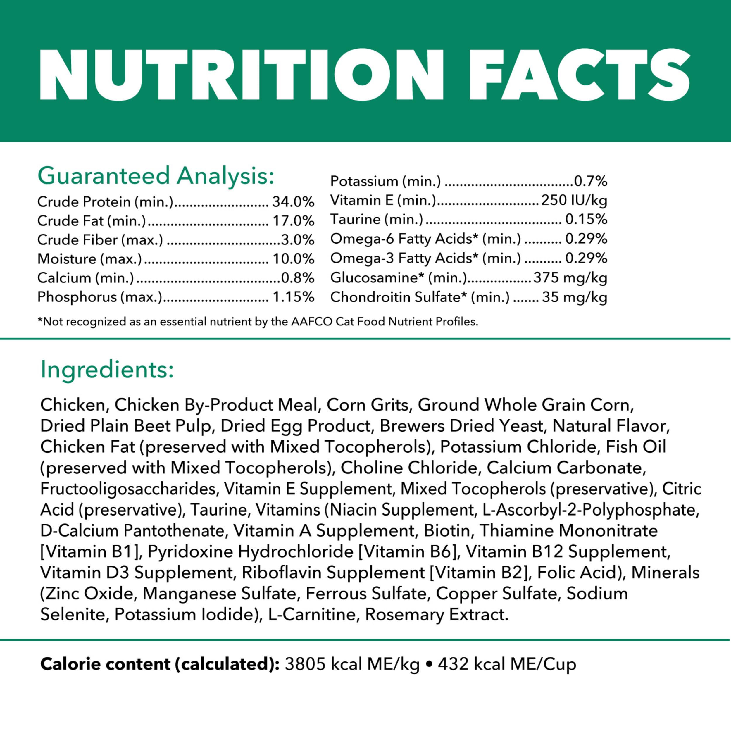 IAMS ingredientes principales pollo real y fibras prebióticas visibles