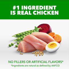 IAMS ingredientes reales pollo destacando proteína principal para músculos fuertes