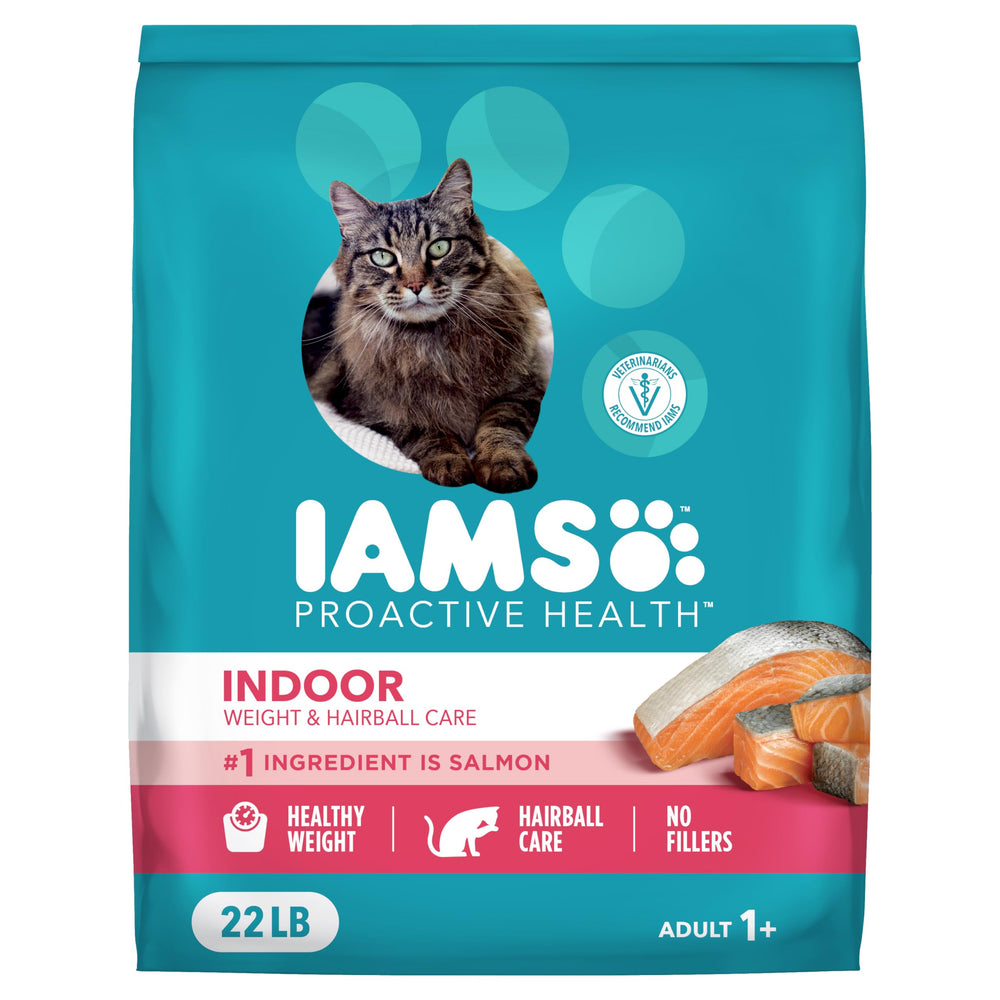 IAMS empaque frontal con salmón, muestra calidad y confianza