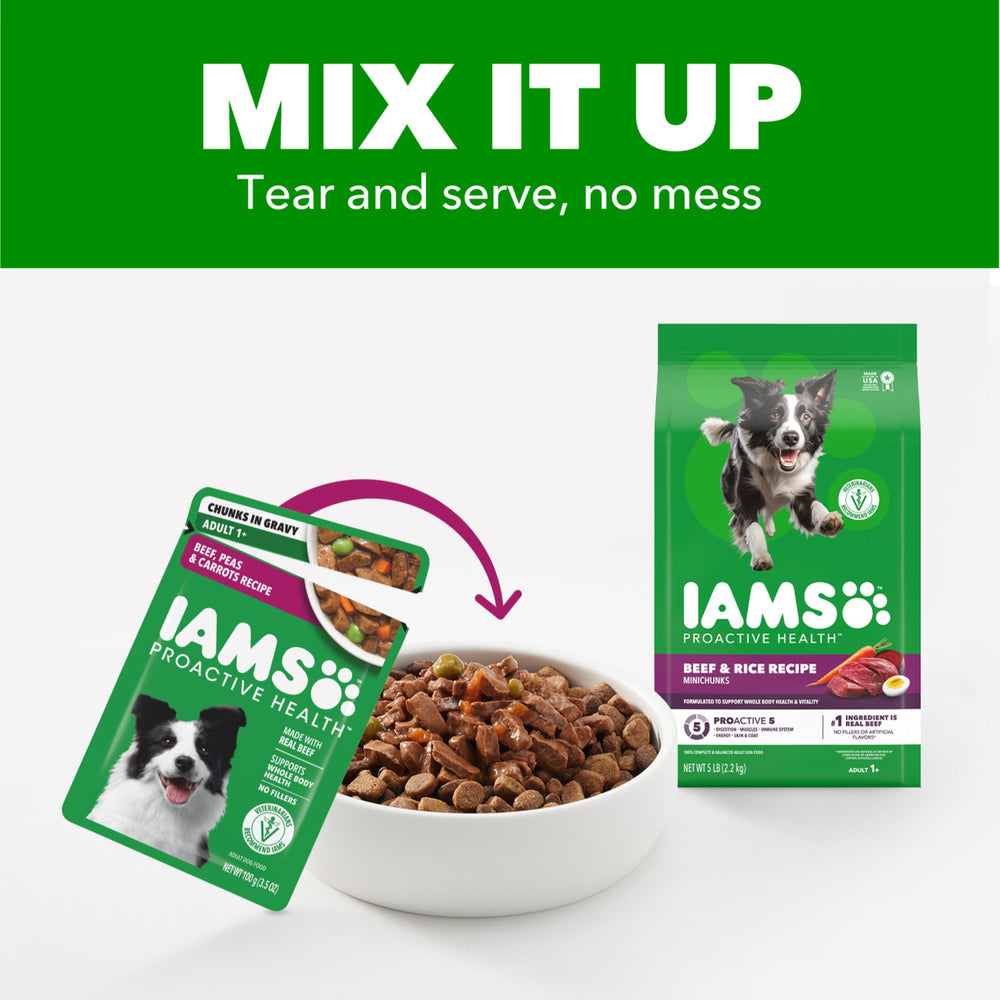 IAMS sobre servido en plato para demostrar porción lista para comer