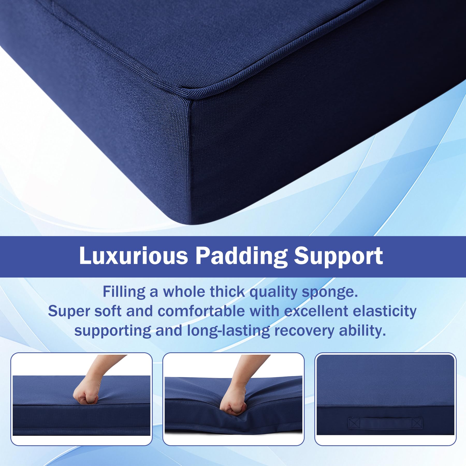IASEAHK cushion fitted on patio chair demonstrating added comfort