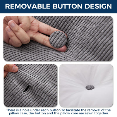 IASEAHK zipper and button close-up showing removable cover and easy care