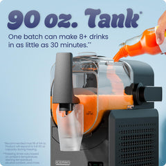 Iceman pouring slushy through dispenser lever for mess-free serving