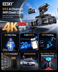 Icesky 3-inch screen showing multi-view for instant monitoring and safer driving