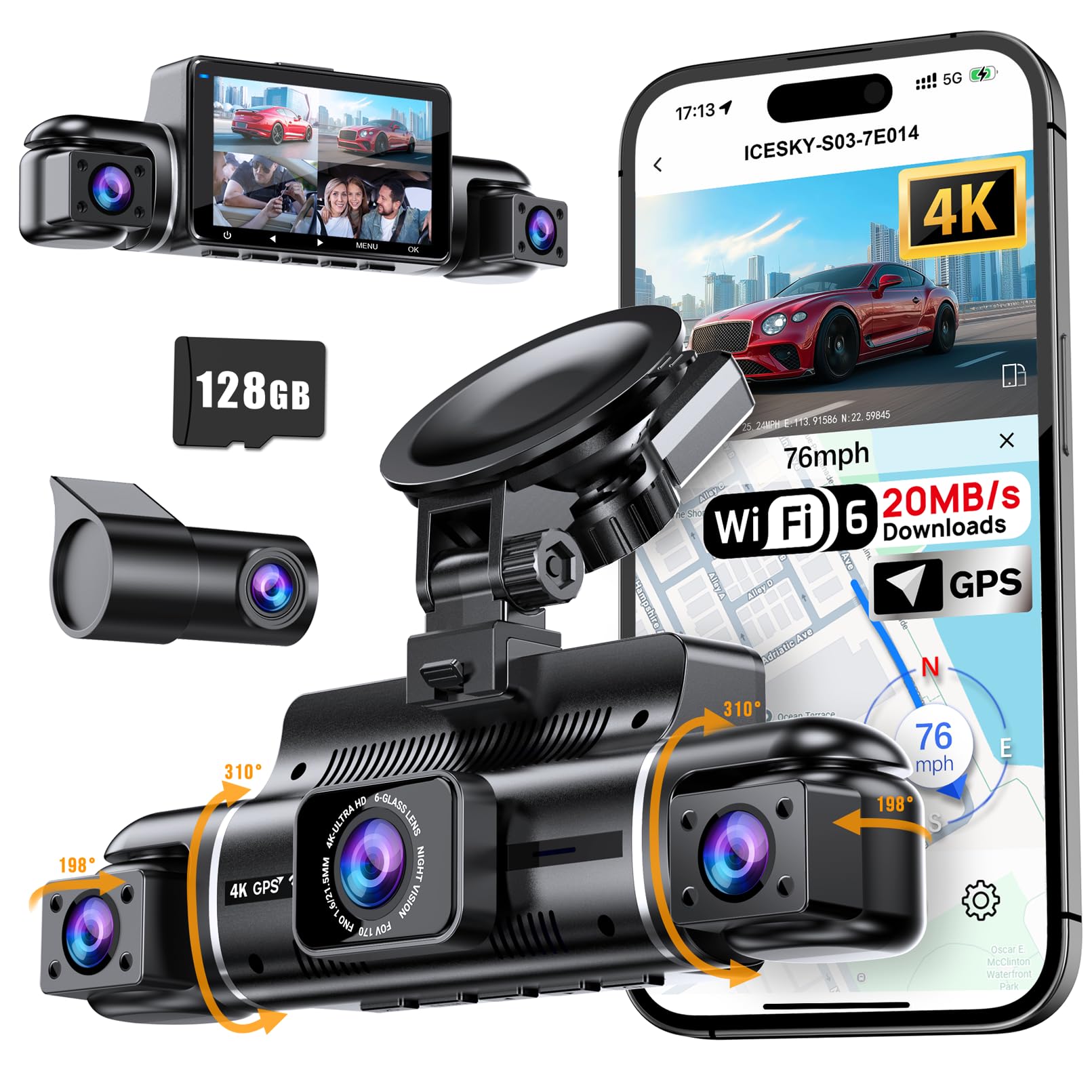 Icesky front camera close-up showing sharp 4K detail and improved evidence capture