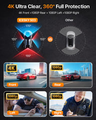 Icesky rear camera installed on windscreen demonstrating full back coverage benefit