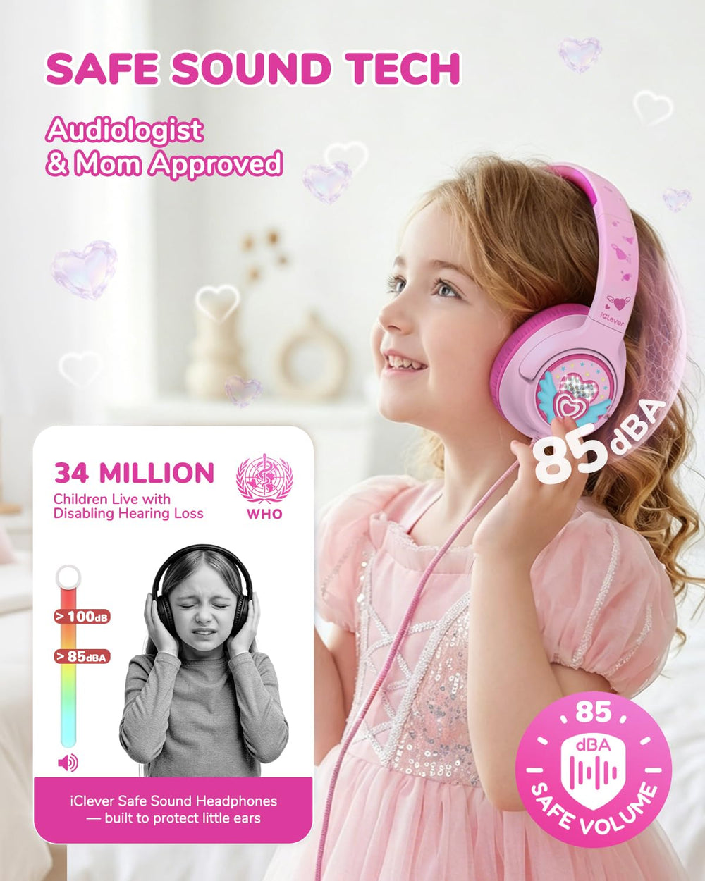 iClever C371 detalle del lazo y estampado que atrae a niñas y niños