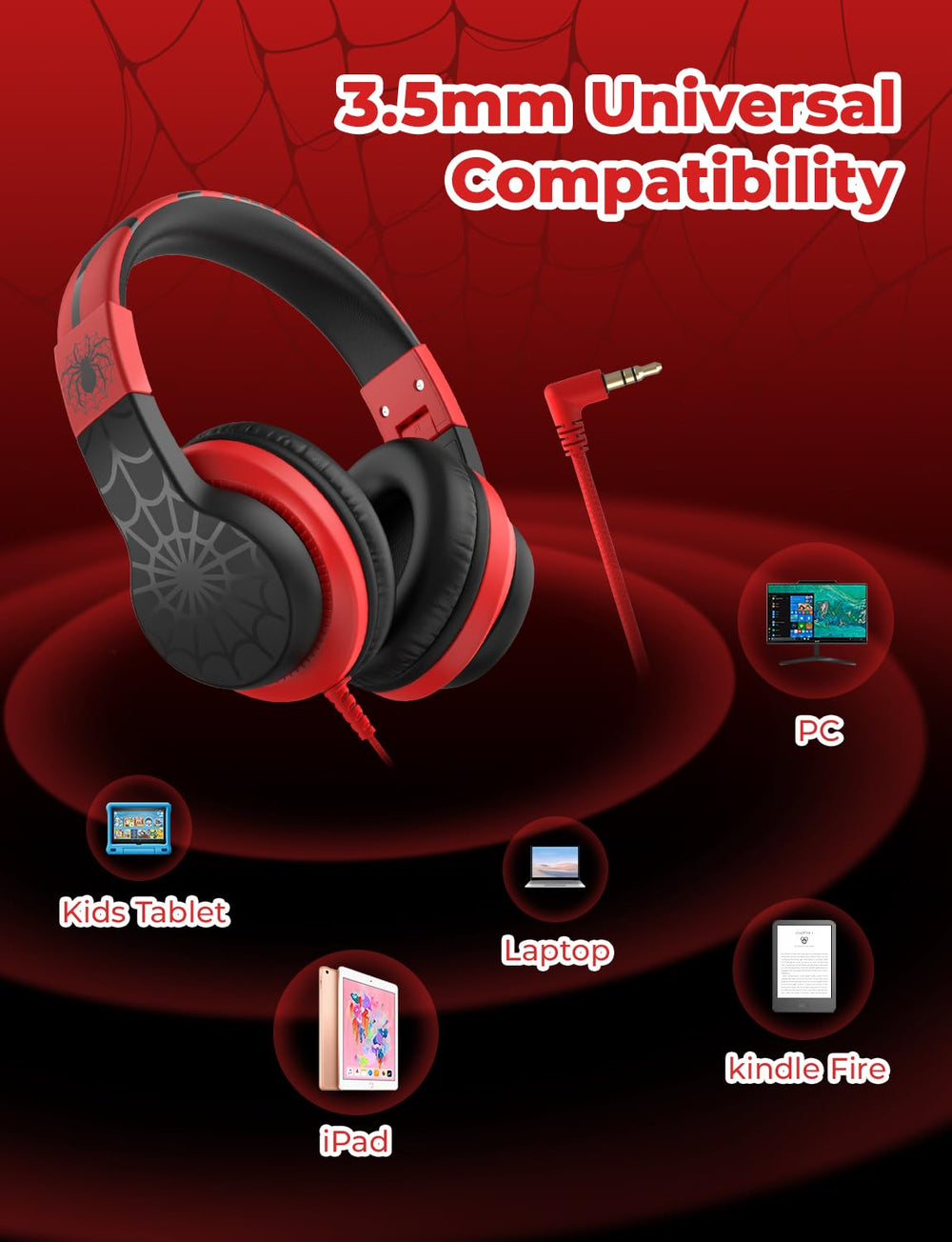 iClever HS19S 3.5mm jack and cable detail for broad device compatibility