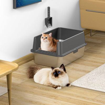 ICYAIR litter boxes placed in laundry room lifestyle showing discreet placement and tidy home benefit