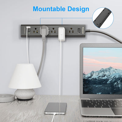 IECOPOWER on a desk charging laptop phone and tablet for organized workstation power