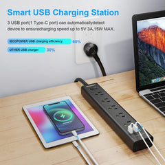 IECOPOWER puertos USB y USB-C con carga rápida y gestión inteligente