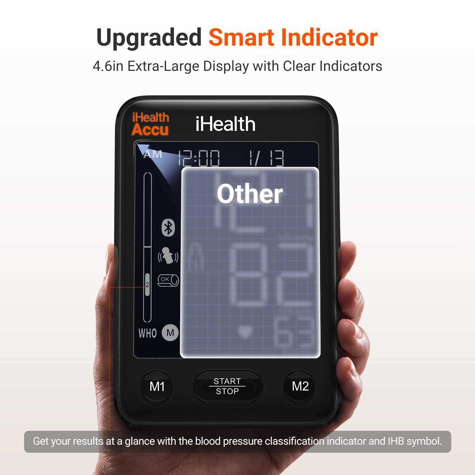 iHealth device in use on upper arm demonstrating correct cuff placement and measurement accuracy