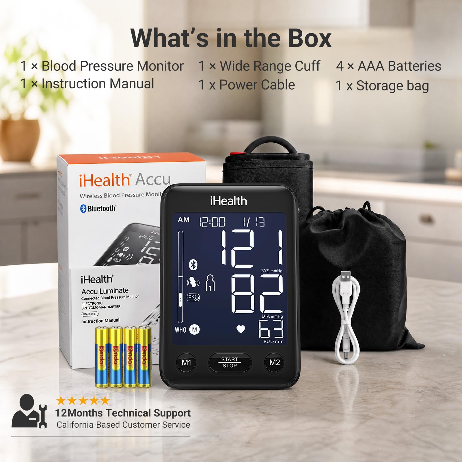 iHealth sitting on bathroom counter in a home setting indicating everyday monitoring routine
