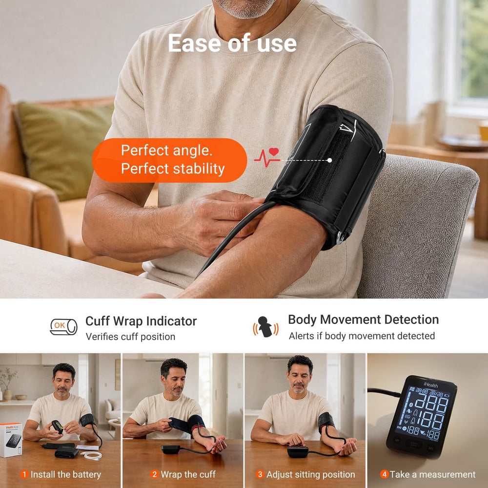 iHealth monitor paired with smartphone app showing automatic Bluetooth data syncing benefit