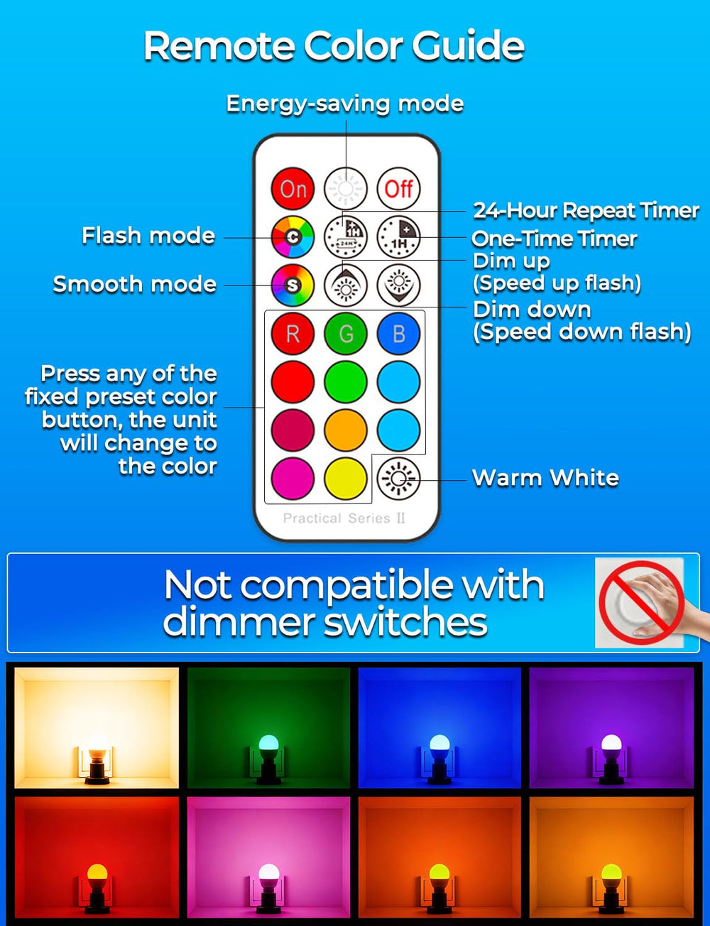 ILC mando infrarrojo señalando control simple de color y temporizador