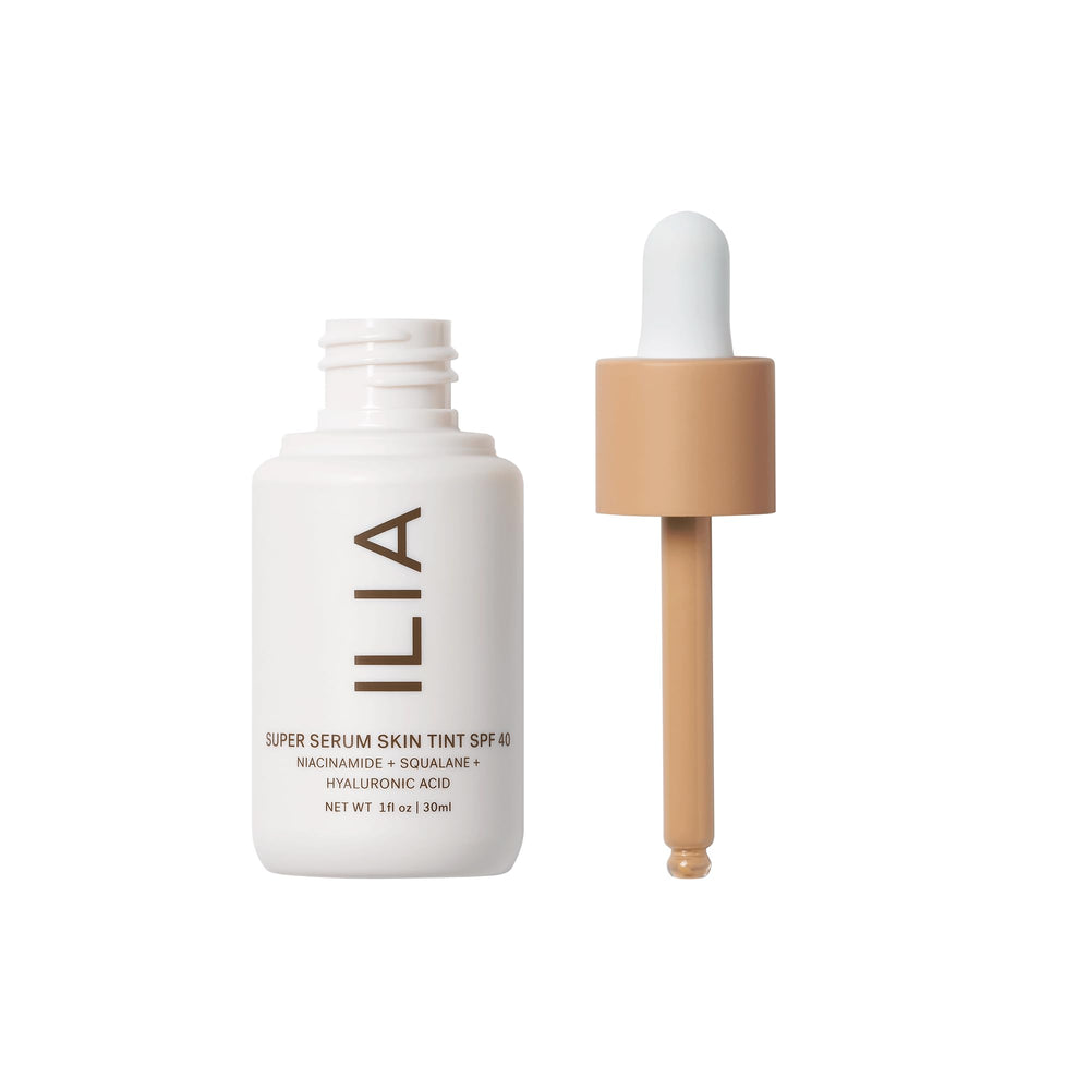 ILIA pump dispenser close-up highlighting ease of use and precise dosing benefit