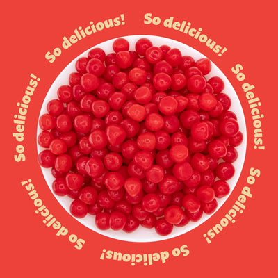 ILIKE! etiqueta del paquete Cherry Sours con información y origen visible