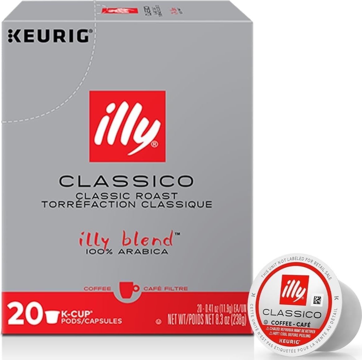 illy caja frontal classico mostrando diseño y cantidad 20 para identificación rápida