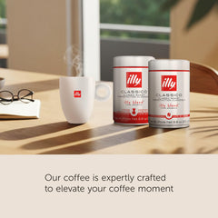 illy beans on scale with scoop for accurate grind and portioning