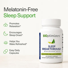 BIOptimizers Sleep Breakthrough cápsulas — suplemento nocturno sin melatonina, 60 cápsulas, magnesio y magnolia para sueño reparad