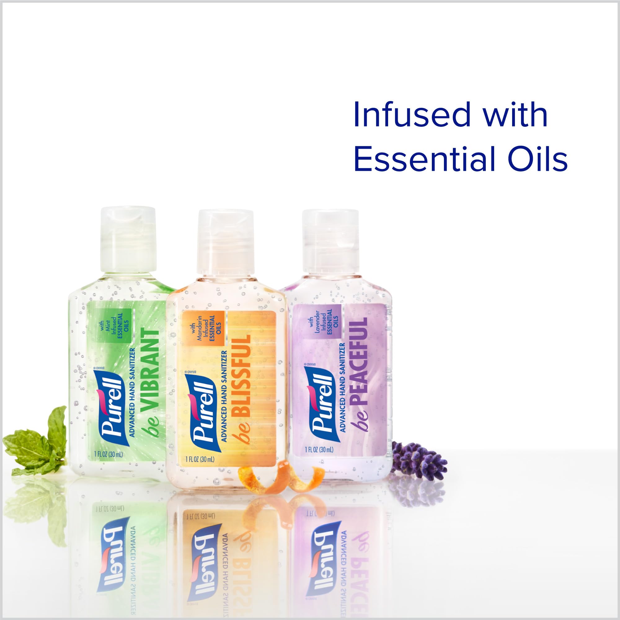Purell Hand Sanitizer Gel Travel Pack 12 x 1 fl oz — Variety (Mandarin, Lavender, Mint), quick-dry & skin-conditioning