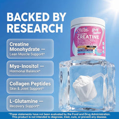 Clean Nutraceuticals Womens Creatine Monohydrate Powder Unflavored 5,000 mg — Collagen & BCAAs, 30 Servings