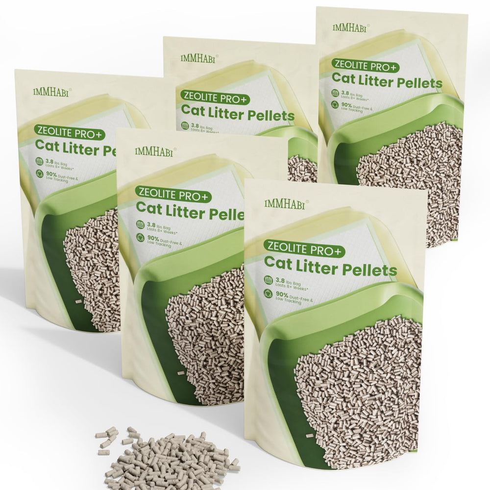 IMMHABI paquete de pellets de zeolita frontal mostrando peso y formato, limpieza prolongada