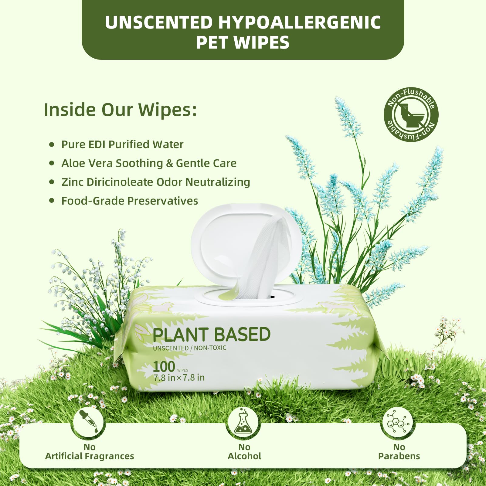 Detalle de fibra vegetal IMMHABI que resalta suavidad y alta absorción para piel sensible