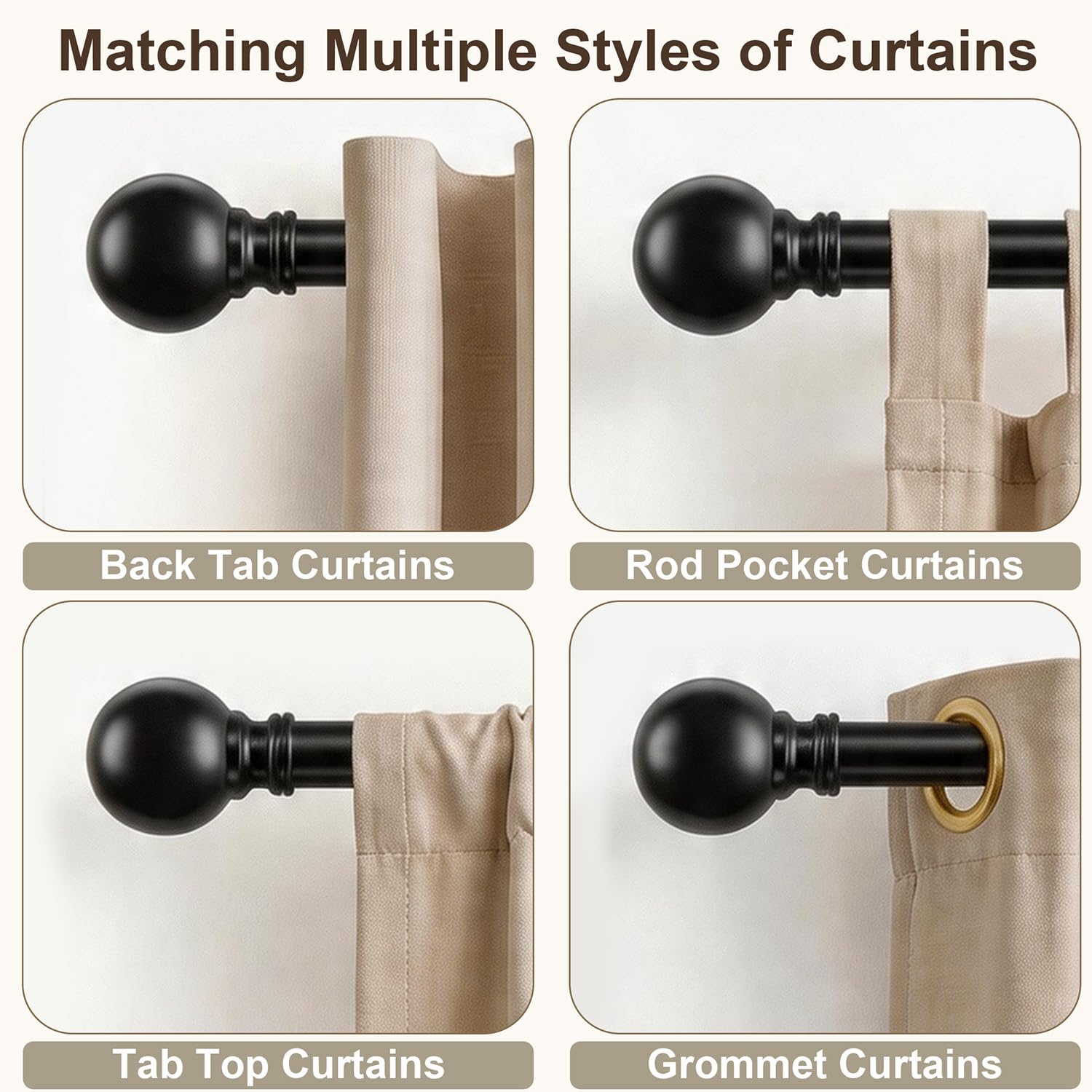 immiehh soporte metálico fijado en pared, sujeción estable para cortinas