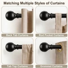 immiehh soporte metálico fijado en pared, sujeción estable para cortinas