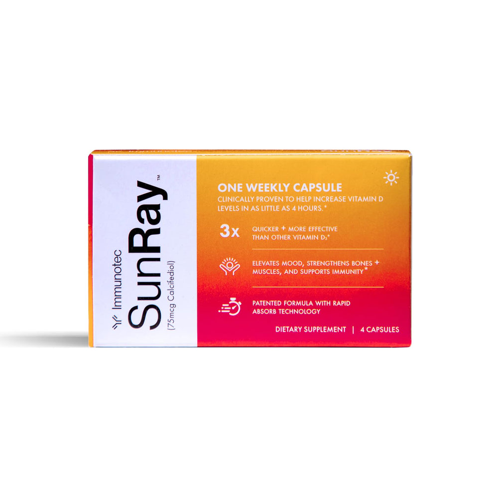 Immunotec Sunray envase frontal mostrando etiqueta clara y beneficio de absorción rápida