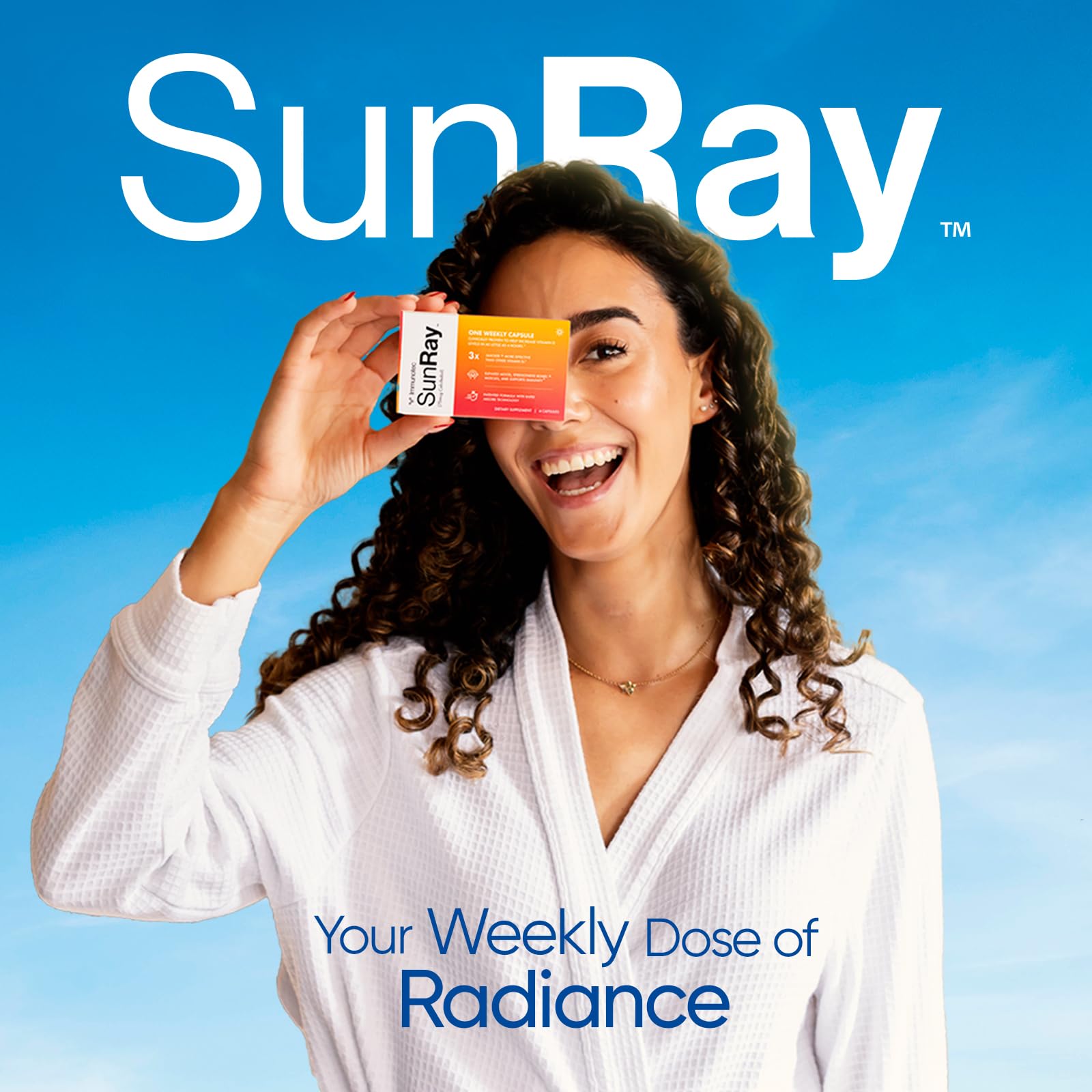 Immunotec Sunray en escenario de estilo de vida que sugiere conveniencia semanal y rutina