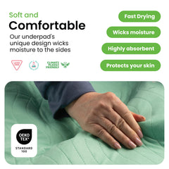 IMPROVIA pad in use on bed offering overnight absorbency protection