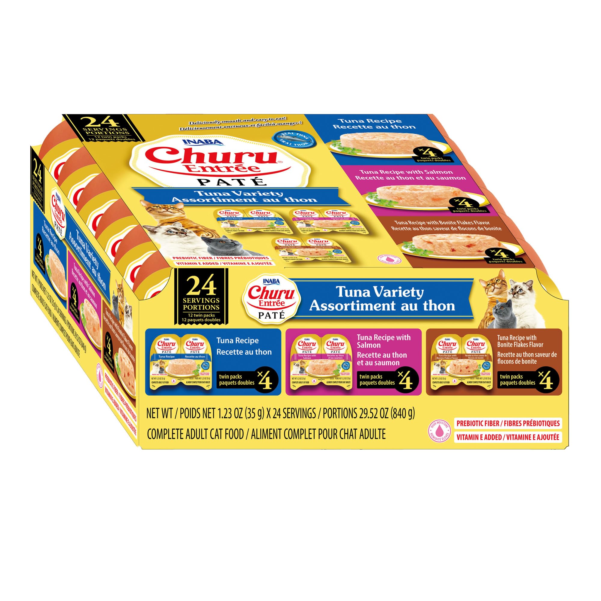 INABA Churu Entrée frontal del pack con atún, práctico y nutritivo