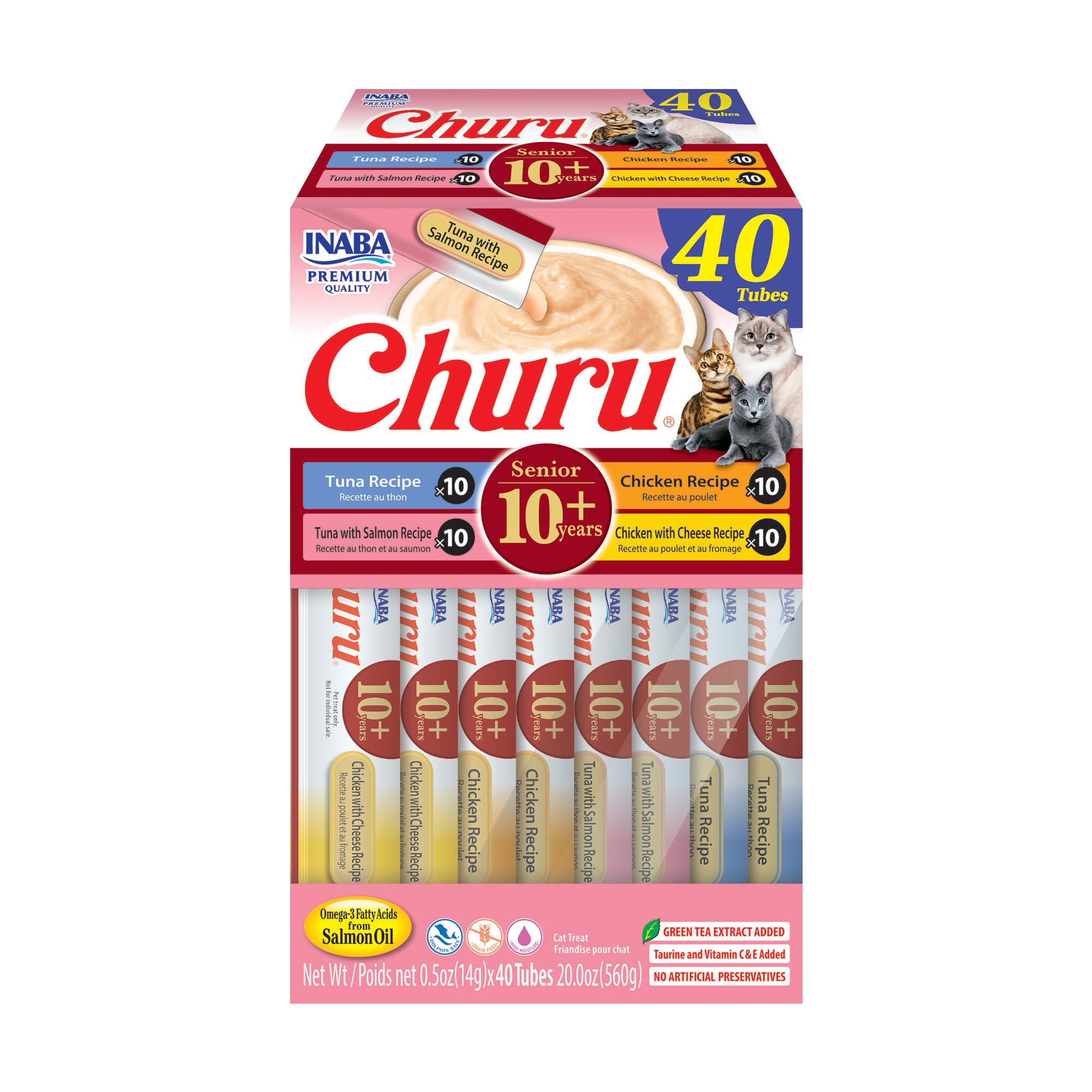 INABA empaque frontal del pack 40 unidades, claridad de sabores