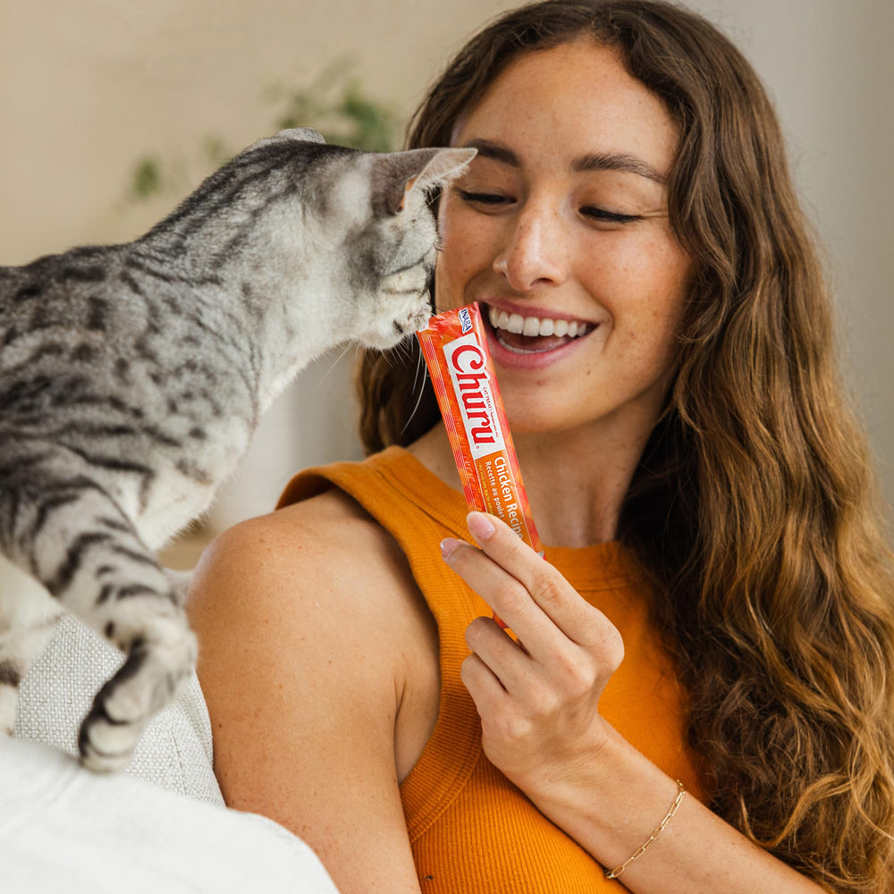 INABA tubes squeezed as a topper on dry food improving appetite and moisture