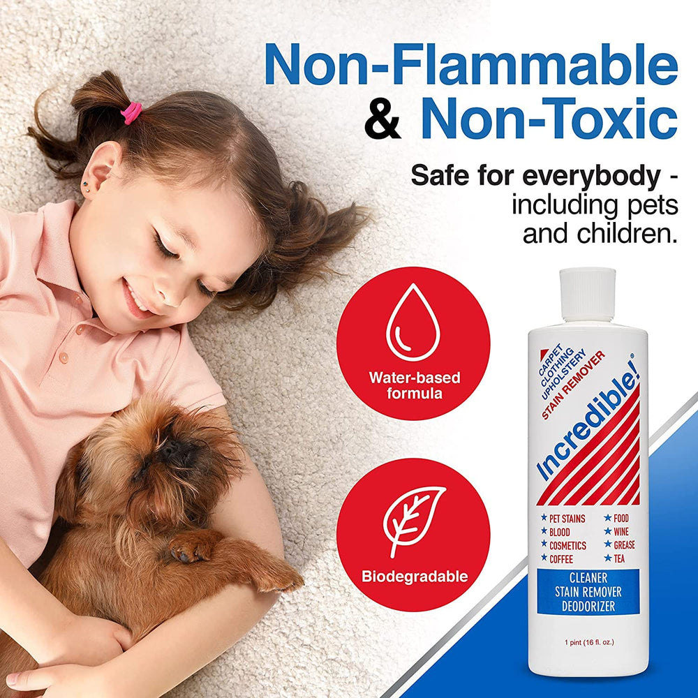 INCREDIBLE! clear liquid close-up highlighting waterbased, non-toxic formula