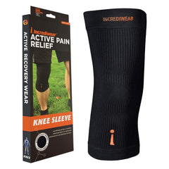 Incrediwear knee sleeve front view showing snug fit and support