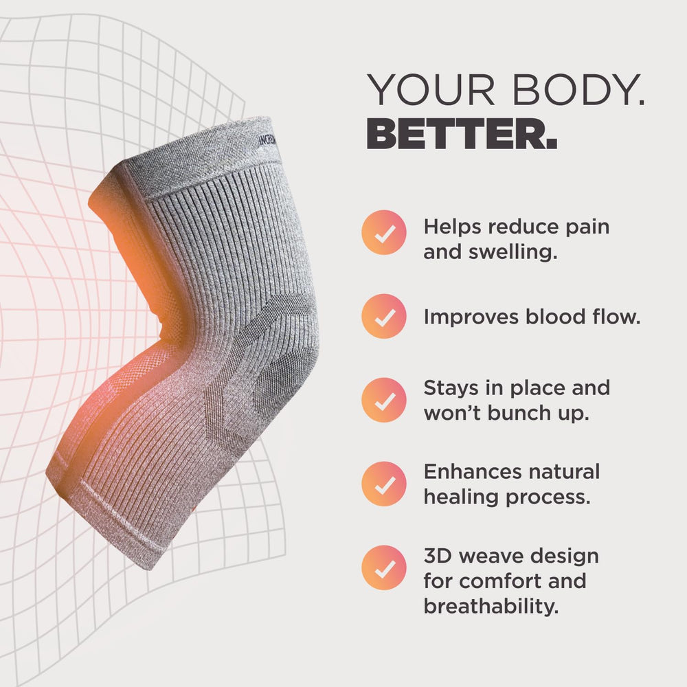 Incrediwear sleeve worn by runner providing stability and circulation