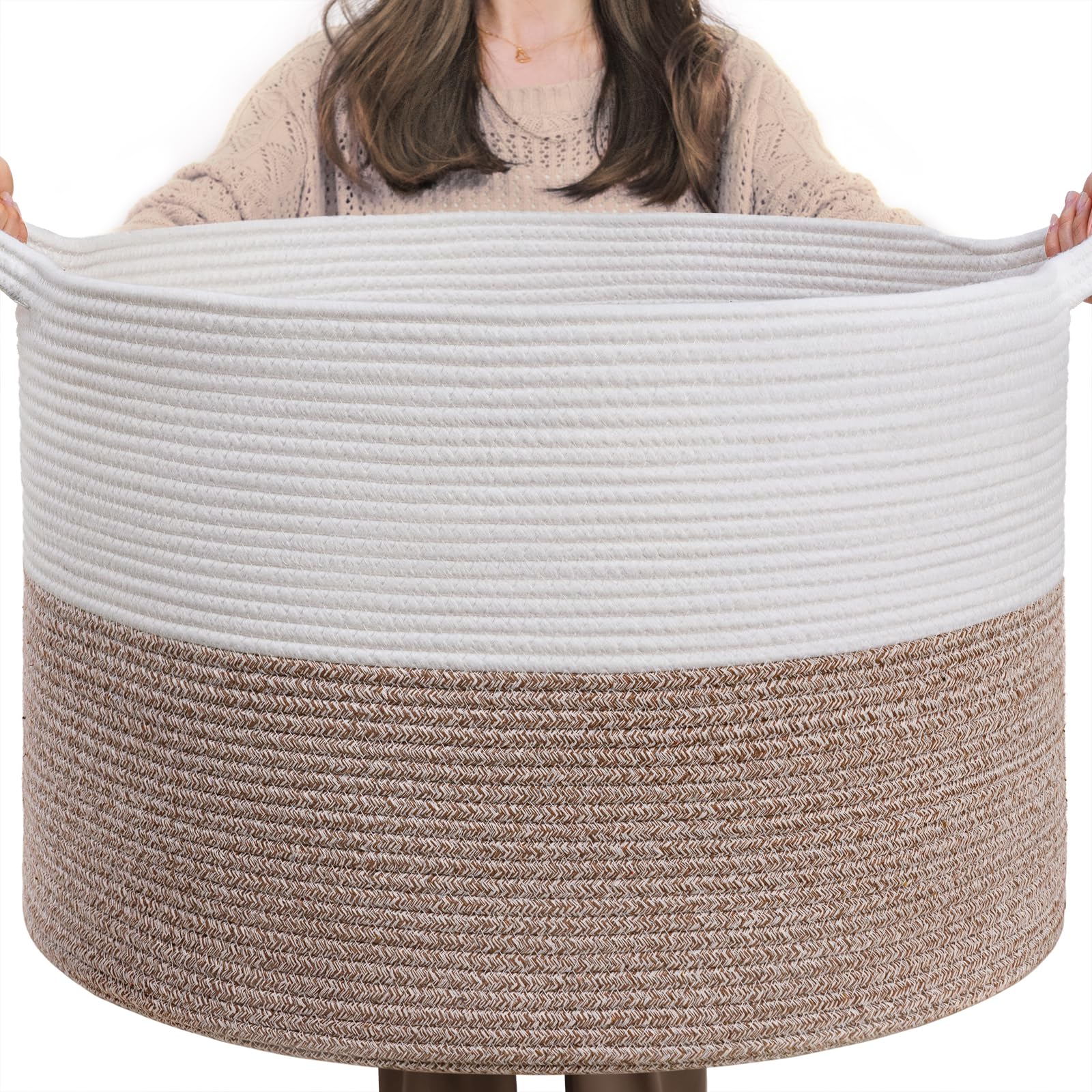 INDRESSME front view of XXL basket showing size and tidy storage benefit