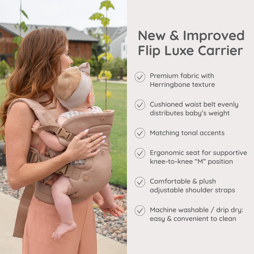 Infantino Flip Luxe lumbar belt and waistband detail offering extra lower-back support