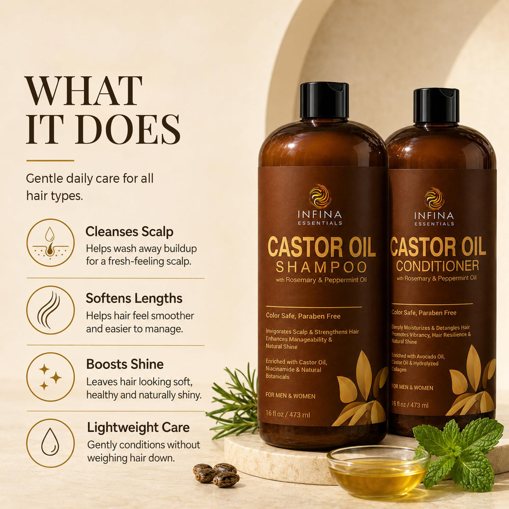 INFINA ESSENTIALS textura del champú espumosa que limpia suavemente
