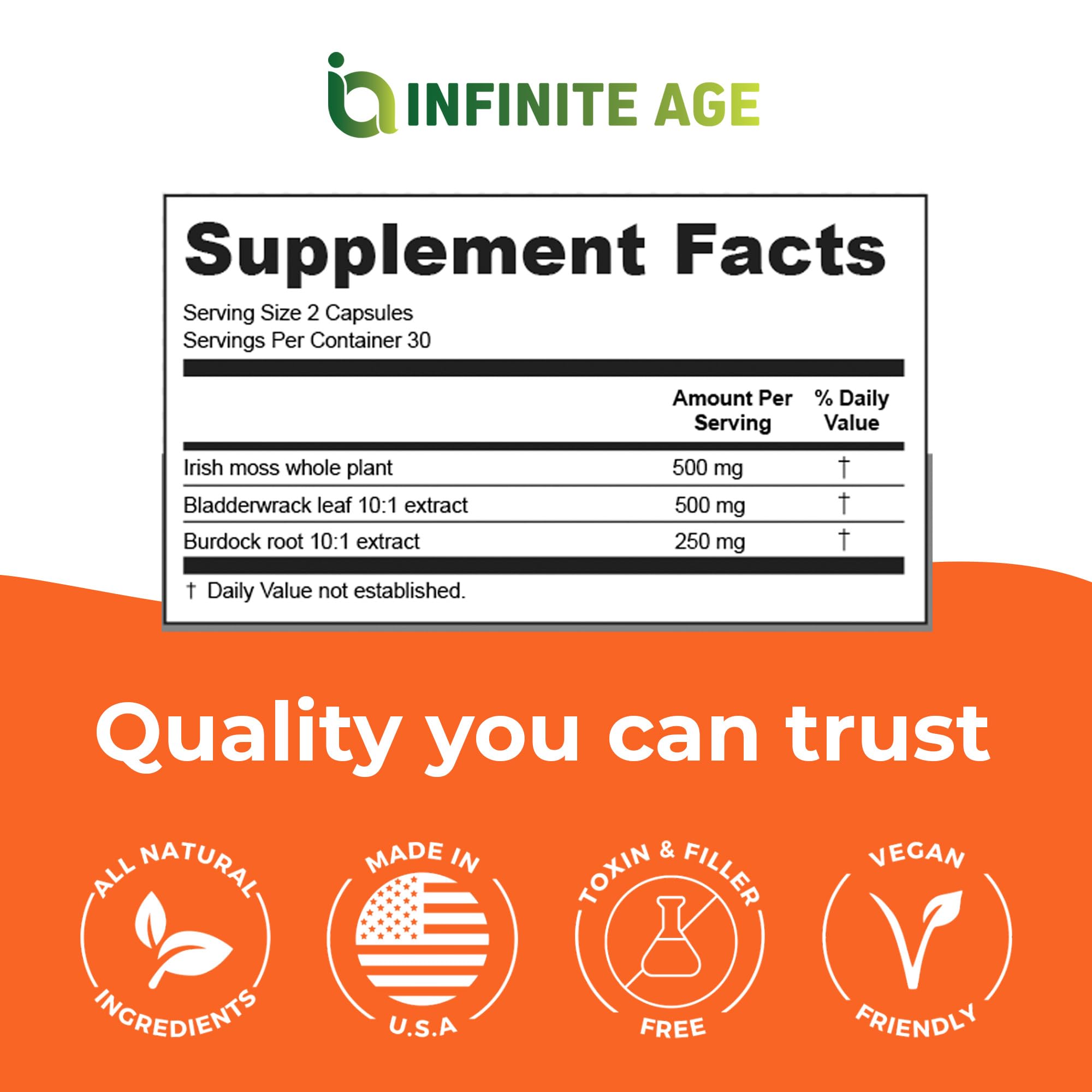 INFINITE AGE etiqueta con información nutricional visible, transparencia y trazabilidad