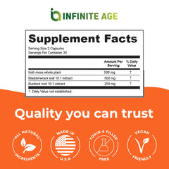 INFINITE AGE etiqueta con información nutricional visible, transparencia y trazabilidad