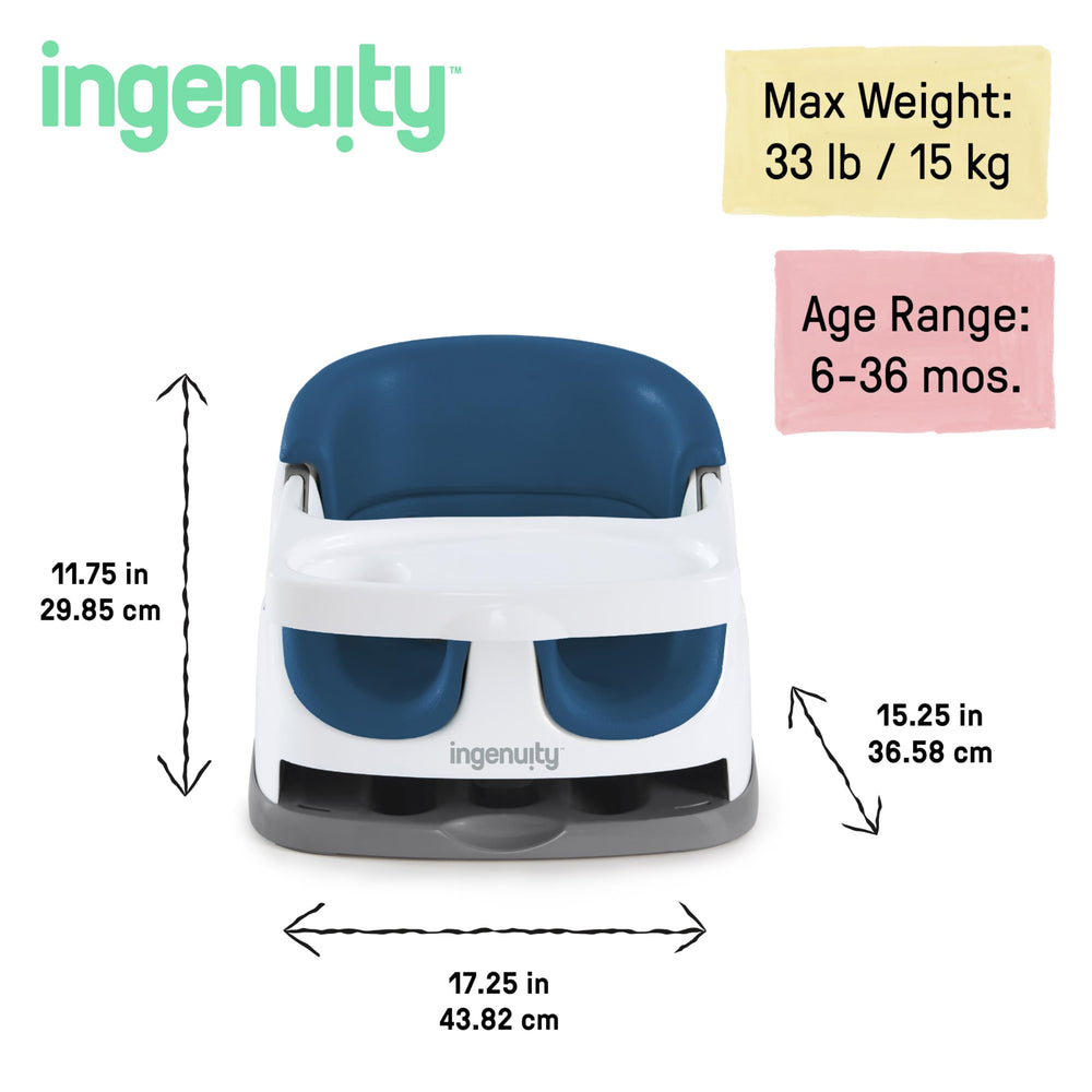 Ingenuity comparación de tamaño junto a una silla comedor estándar
