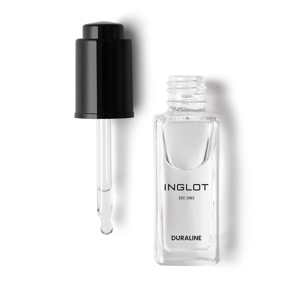 INGLOT frasco Duraline frente, vidrio y etiquetado claro, fácil dosificación