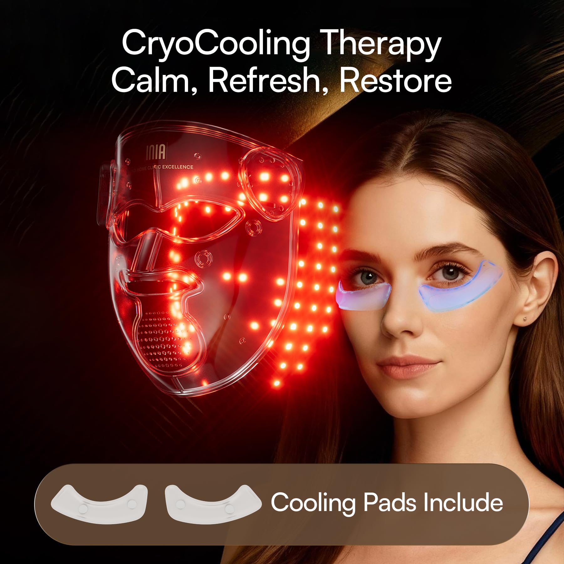 INIA lifestyle image of user relaxing with mask showing multitasking, stress-free use
